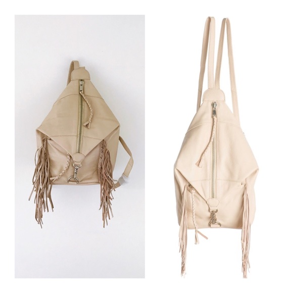 Led To Believe Handbags - LED TO BELIEVE Minji Multi Backpack Fringe Cream